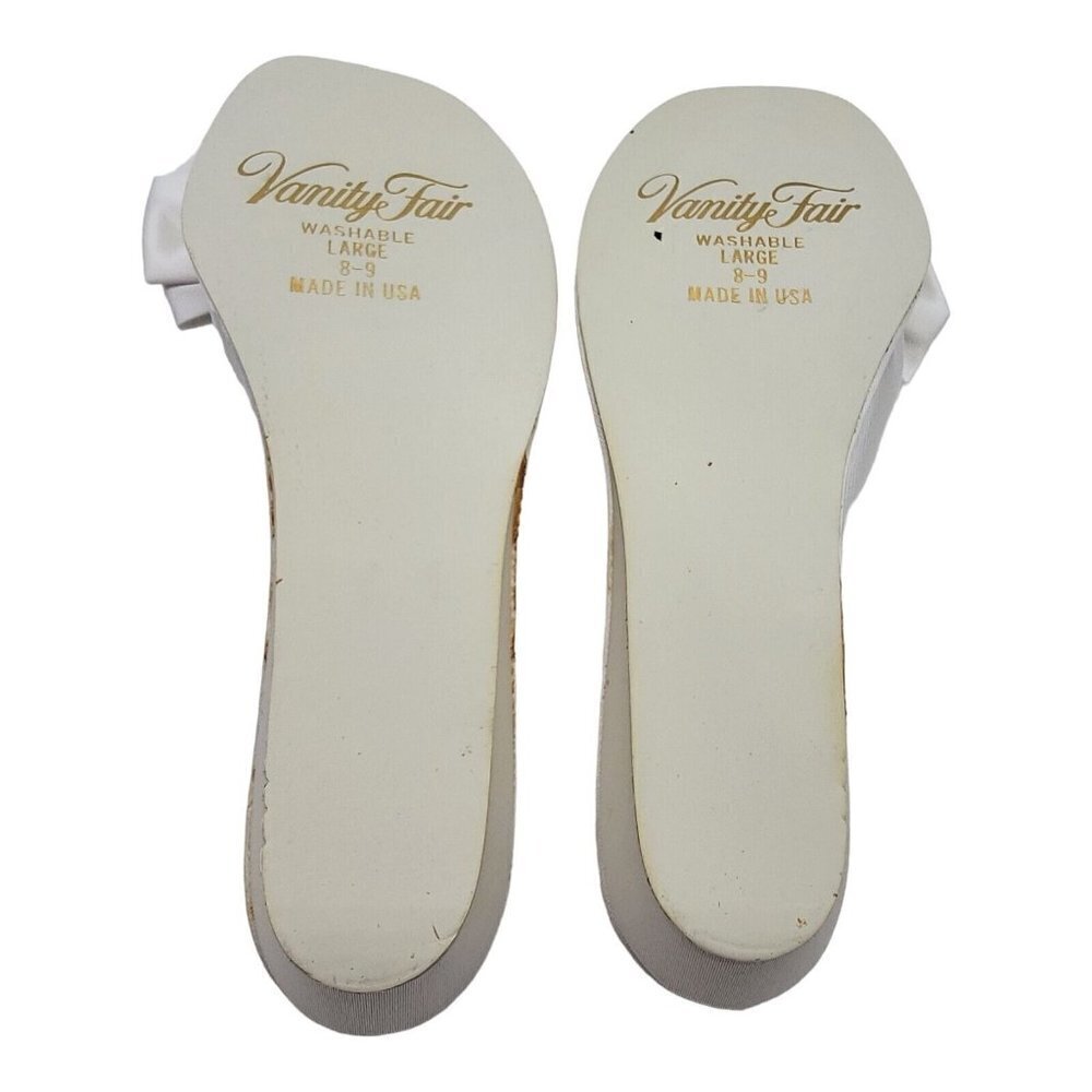 COPY - Vanity Fair Slippers Womens Sz L 8/9  Nylon Satin Peep Toe Vintage Made … - Picture 16 of 16